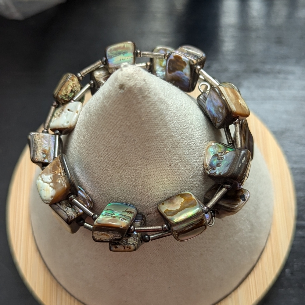 Abalone Bracelet Shell Wraparound Multi-Color Bea… - image 2